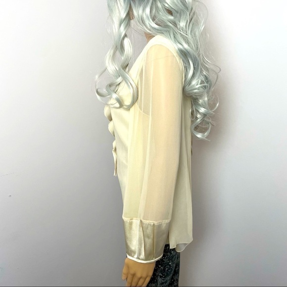 Diane von Furstenberg Silk Blouse | Fabric Flower Neckline | Rounded Neck - Picture 7 of 13